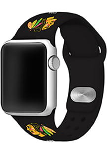 Chicago Blackhawks Black Silicone Sport Apple Watch Band