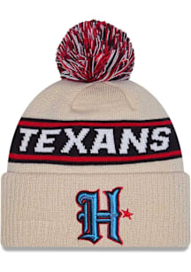 New Era Houston Texans White DL Team Slogan Pom Cuff Mens Knit Hat
