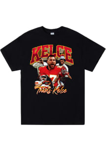 Travis Kelce Kansas City Chiefs Black Collage Short Sleeve Fashion Player T Shirt