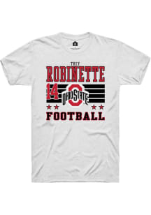 Trey Robinette Rally Mens White Ohio State Buckeyes NIL Striped Player T Shirt