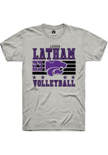 Lauren Latham Rally Mens Ash K-State Wildcats NIL Striped Player T Shirt