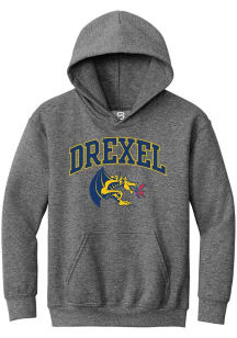 Youth Drexel Dragons Graphite Summit Sportswear Arch Logo Long Sleeve Hooded Sweatshirt
