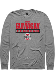 Erika Gumagay Mens Graphite Ohio State Buckeyes NIL Stacked Box Long Sleeve Player T Shirt