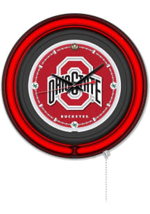 Black Ohio State Buckeyes Double Neon Wall Clock