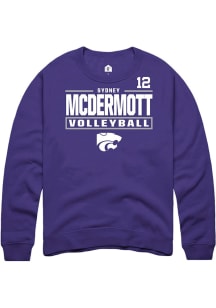 Sydney McDermott Rally Mens Purple K-State Wildcats NIL Stacked Box Player Crew