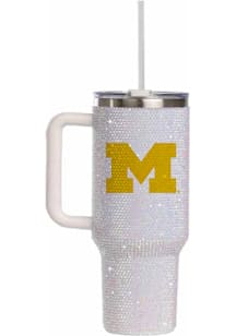 Michigan Wolverines 34oz White Bling Stainless Steel Tumbler - White