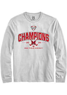Summit Sportswear Miami RedHawks White 2025 MAC Field Hockey Champions Long Sleeve T Shirt
