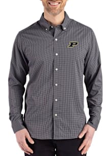 Cutter and Buck Purdue Boilermakers Mens Black Skyline Long Sleeve Dress Shirt