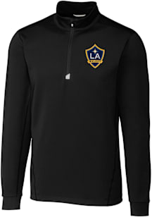 Cutter and Buck LA Galaxy Mens Black Traverse Long Sleeve Qtr Zip Pullover
