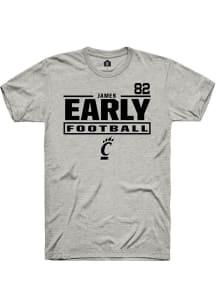 James Early Rally Mens Ash Cincinnati Bearcats NIL Stacked Box Player T Shirt