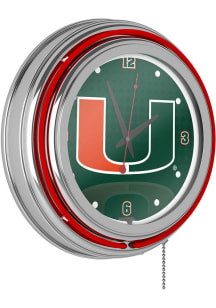 Miami Hurricanes Retro Neon Wall Clock