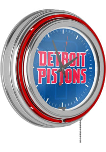 Detroit Pistons Retro Neon Wall Clock