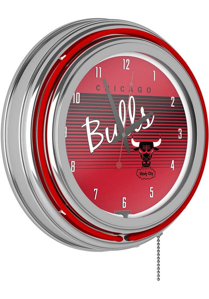 Chicago Bulls Hardwood Classic Retro Neon Wall Clock Red