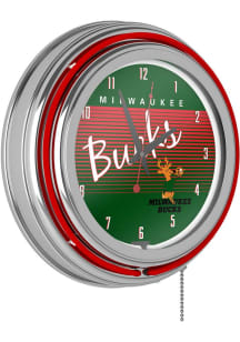 Milwaukee Bucks Retro Neon Wall Clock