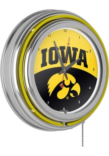 Yellow Iowa Hawkeyes Retro Neon Wall Clock