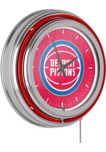 Detroit Pistons Retro Neon Wall Clock