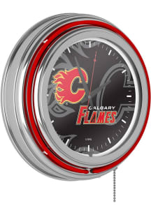 Calgary Flames Retro Neon Wall Clock