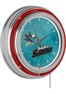 San Jose Sharks Retro Neon Wall Clock