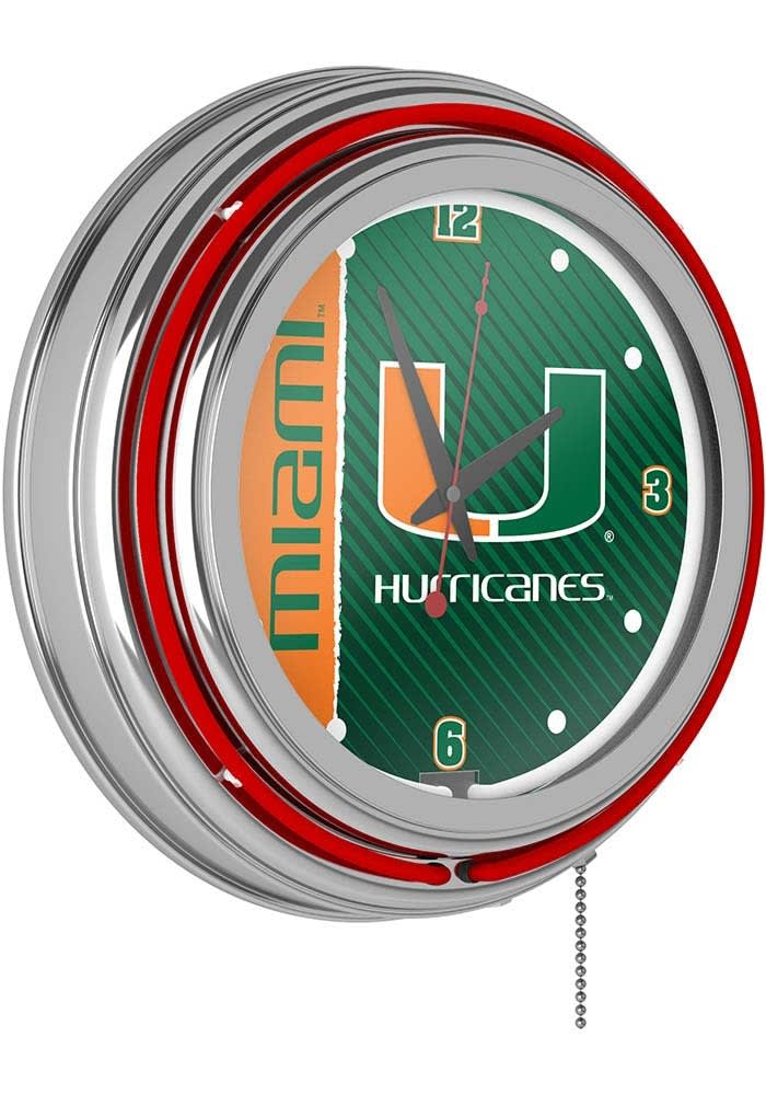 Miami Hurricanes ORANGE Retro Neon Wall Clock - 87230879