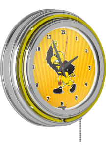 Yellow Iowa Hawkeyes Retro Neon Wall Clock