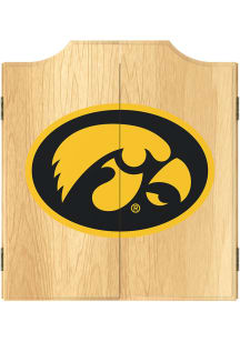 Yellow Iowa Hawkeyes Logo Dart Board Cabinet
