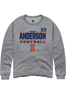 Jordan Anderson Rally Mens Graphite Illinois Fighting Illini NIL Stacked Box Player Crew