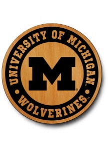 Yellow Michigan Wolverines 4 pack Alder Wood Coaster