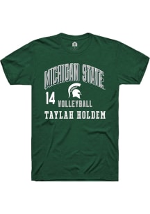 Taylah Holdem Rally Mens Green Michigan State Spartans NIL Arch Logo Player T Shirt