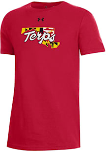 Under Armour Maryland Terrapins Youth Red Terps Script Short Sleeve T-Shirt