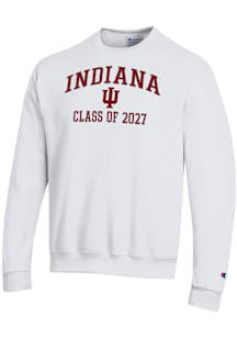 Mens Indiana Hoosiers White Champion Font Class of 2027 Powerblend Crew Sweatshirt