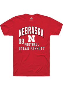 Dylan Parrott Red Nebraska Cornhuskers NIL Arch Logo Short Sleeve T Shirt