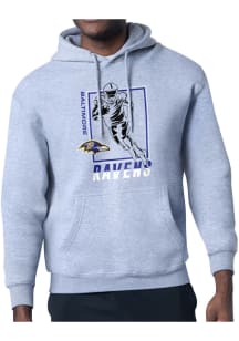 Starter Baltimore Ravens Mens Grey Grid Long Sleeve Hoodie
