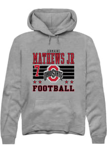 Jermaine Mathews Jr Rally Mens Grey Ohio State Buckeyes NIL Striped Player Hood