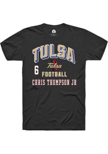 Chris Thompson Jr Rally Mens Black Tulsa Golden Hurricane NIL Arch Logo Player T Shirt