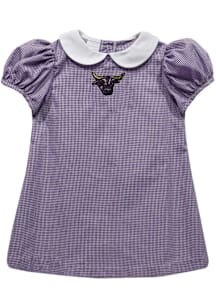 Vive La Fete Minnesota State Mankato Mavericks Baby Girls Purple Gingham Collar Short Sleeve Dress
