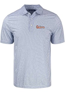Cutter and Buck Florida Gators Mens Blue Eco Symmetry Script Short Sleeve Polo