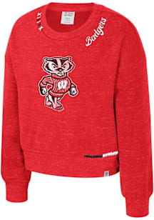 Colosseum Wisconsin Badgers Girls Red Just a Minute Long Sleeve Sweatshirt