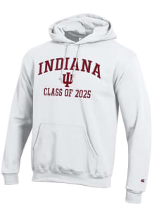 Mens Indiana Hoosiers White Champion Class of 2025 Text Powerblend Hooded Sweatshirt