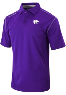 Mens K-State Wildcats Purple Columbia Heat Seal Omni Wick Shotgun Short Sleeve Polo Shirt