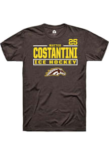 Matteo Costantini Rally Mens Brown Western Michigan Broncos NIL Stacked Box Player T Shirt
