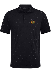 Levelwear Chicago Blackhawks Mens Black Vision Embroidered 3D Patch Short Sleeve Polo