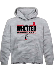 Paige Whitted Rally Youth Grey Cincinnati Bearcats NIL Stacked Box Long Sleeve Player Hoodie