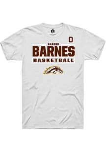 Sharod Barnes Rally Mens White Western Michigan Broncos NIL Stacked Box Player T Shirt