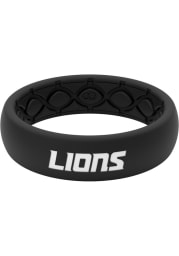 Detroit Lions Thin Black Silicone Womens Ring