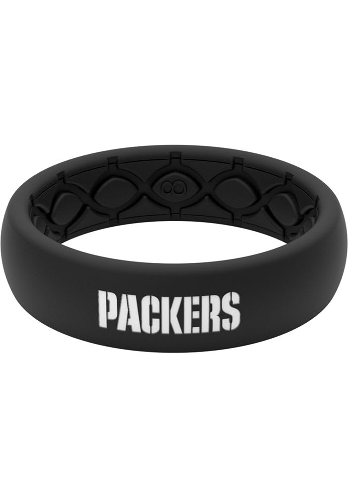 Green Bay Packers Thin Black Silicone Womens Ring