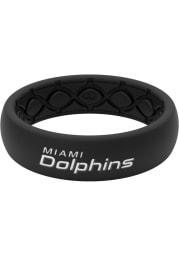 Miami Dolphins Thin Black Silicone Womens Ring