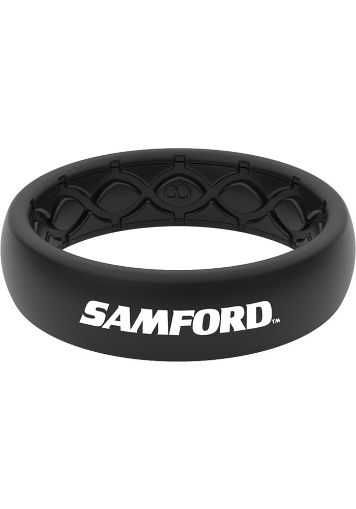Samford University Bulldogs Thin White Logo Silicone Womens Ring