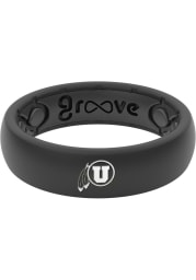 Utah Utes Thin White Logo Silicone Womens Ring