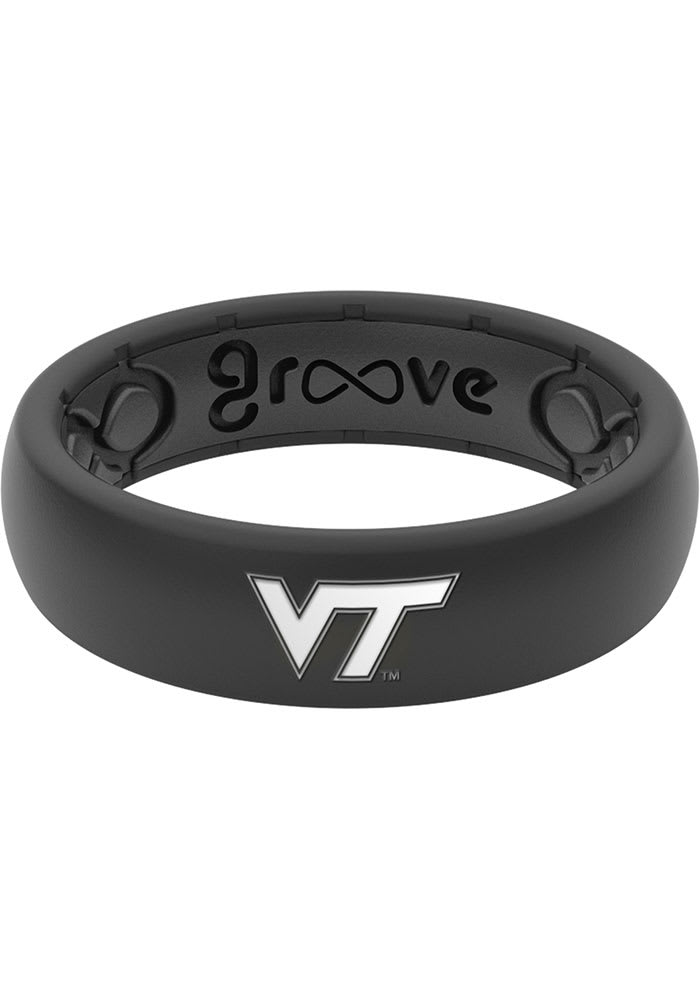 Virginia Tech Hokies Thin White Logo Silicone Womens Ring