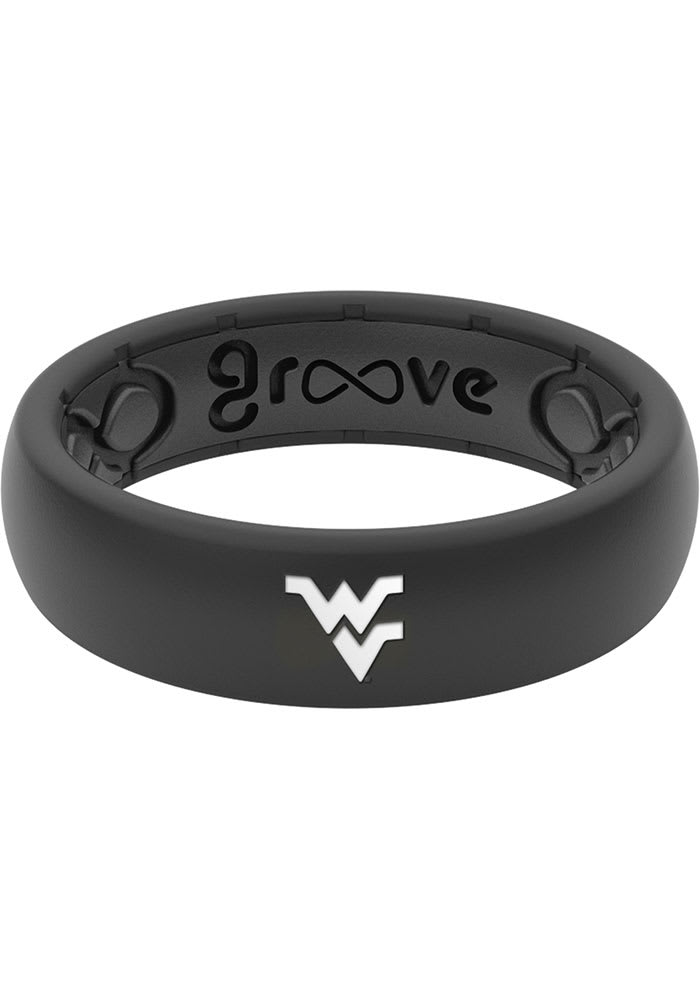 West Virginia Mountaineers Thin White Logo Silicone Ring